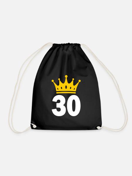 30 Krone 30. Geburtstag 30 Jahre - Turnbeutel - Schwarz