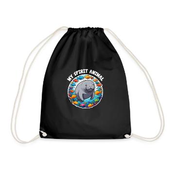 Lamantin avec beaucoup de poissons colorés - Sac de sport léger - noir - Devant