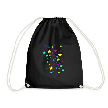 étoiles colorées, étoiles, étoile, bleu, jaune, rose, vert - Sac de sport léger - noir - Devant