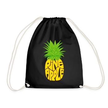 Pinapple / Tropical fruit - Drawstring Bag - black - Front