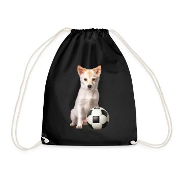 Chien avec balle - Sac de sport léger - noir - Devant