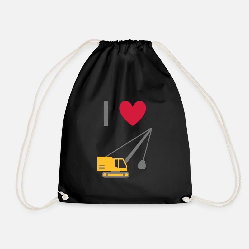 ★ Designfarben änderbar ★ Ich liebe Seilbagger - Turnbeutel - Schwarz