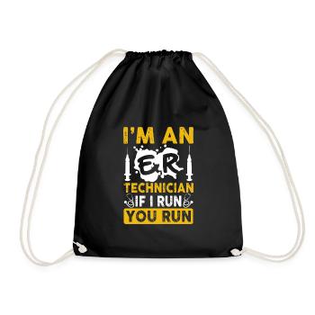 I'm An ER Technician Funny Emergency Room Tech - Drawstring Bag - black - Front