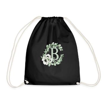 Buchstabe B mit Blumen - Turnbeutel - Schwarz - Vorne
