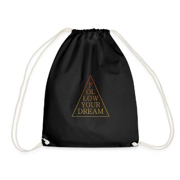 follow your dream Spruch Traum dreams - Turnbeutel - Schwarz - Vorne