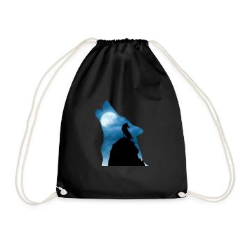 Cooles Wolf T-Shirt, Geschenkidee - Turnbeutel - Schwarz - Vorne