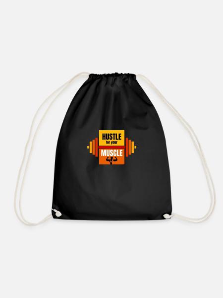 Hustle for your Muscle - Drawstring Bag - black