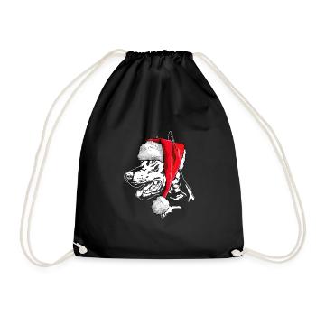 Santa Doberman Christmas Dogs Wilsigns - Drawstring Bag - black - Front