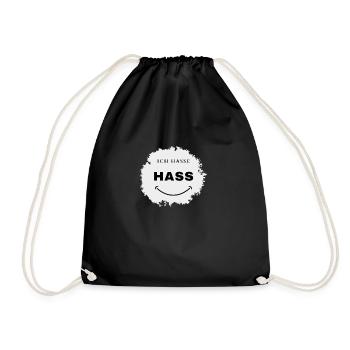 Saying, I hate hate, funny statement - Drawstring Bag - black - Front
