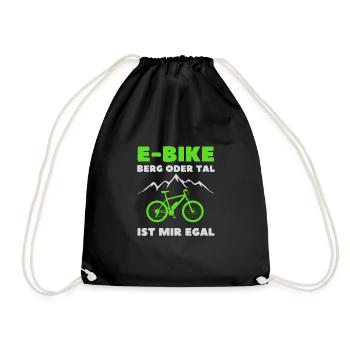 E-Bike gift idea mountain or valley does not matter to me - Drawstring Bag - black - Front