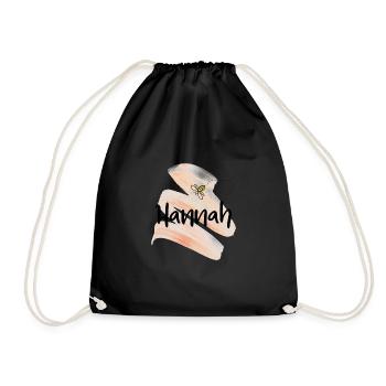 Hannah Name mit Biene und Pinselstrich Pastell - Turnbeutel - Schwarz - Vorne