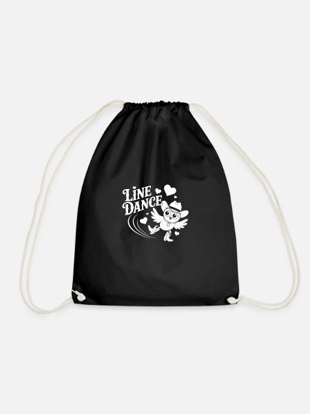 Line Dance Eule lustige Eule mit Stetson und Boots - Turnbeutel - Schwarz