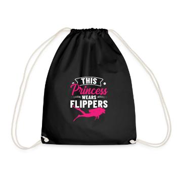 This Princess Wear Flippers Diver Scuba Diver Divi - Turnbeutel - Schwarz - Vorne