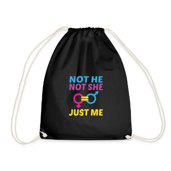 Not He Not She Just Me Lesbian Proud Rainbow Queer - Turnbeutel - Schwarz - Vorne
