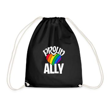 Proud Ally Rainbow Lgbtq Gay Diversity Transgender - Turnbeutel - Schwarz - Vorne