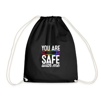 You Are Safe With Me Rainbow Pride Lgbtq Gay Trans - Turnbeutel - Schwarz - Vorne