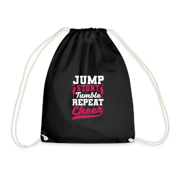 Jump Stunt Tumble Repeat Cheerleading Cheerleader - Turnbeutel - Schwarz - Vorne