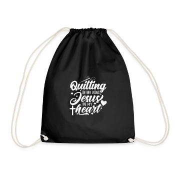 Quilting In My Veins Jesus In My Heart Crocheting - Turnbeutel - Schwarz - Vorne