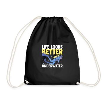 Life Looks Better Underwater Scuba Diver Diving Sn - Turnbeutel - Schwarz - Vorne