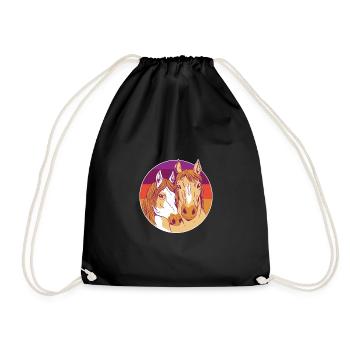 Retro Graphic Horse Lover Equestrian Rider Horses - Turnbeutel - Schwarz - Vorne