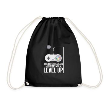 When Life Goes Hard It Means You Level Up Gaming V - Turnbeutel - Schwarz - Vorne