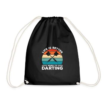Life Is Better When I'm Throwing Darts Darting Dar - Drawstring Bag - black - Front