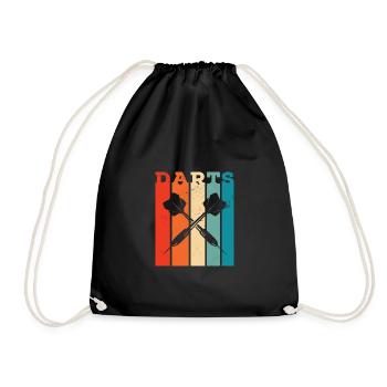 Retro Graphic Dart Player Darts Dartboard Bullseye - Drawstring Bag - black - Front