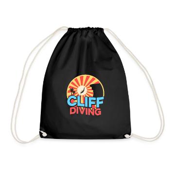 Retro Graphic Cliff Diver Cliff Diving Tombstoning - Drawstring Bag - black - Front