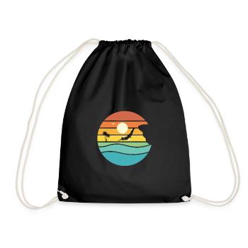 Retro Graphic Cliff Diver Cliff Diving Tombstoning - Drawstring Bag - black - Front