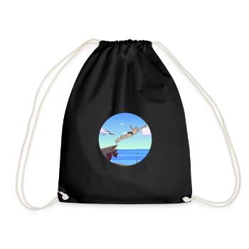 Retro Graphic Cliff Diver Cliff Diving Tombstoning - Drawstring Bag - black - Front