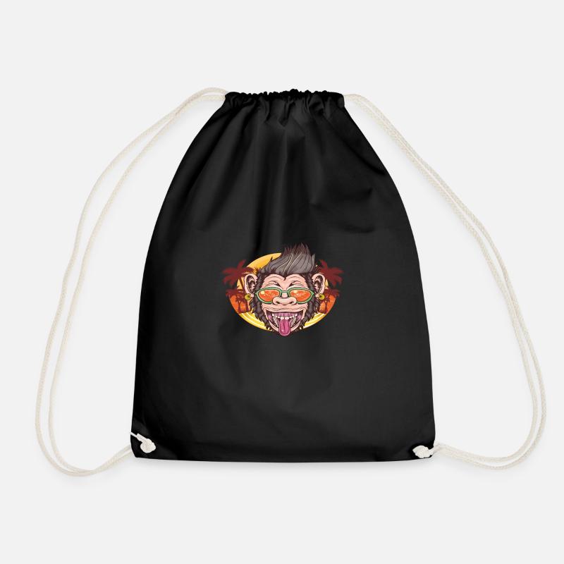 Cooler Affe Strand Geschenk - Turnbeutel - Schwarz