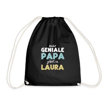 Dieser Geniale Papa Gehört Zu Laura - Turnbeutel - Schwarz - Vorne