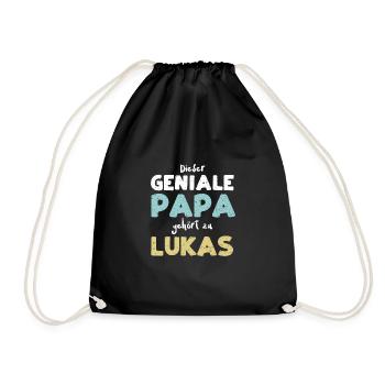 Dieser Geniale Papa Gehört Zu Lukas - Turnbeutel - Schwarz - Vorne