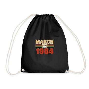 39. Geburtstag März Jahrgang 1984 Geschenkidee - Turnbeutel - Schwarz - Vorne