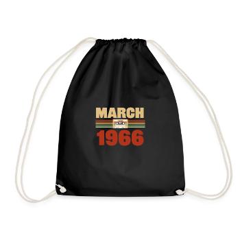 57. Geburtstag März Jahrgang 1966 Geschenkidee - Turnbeutel - Schwarz - Vorne
