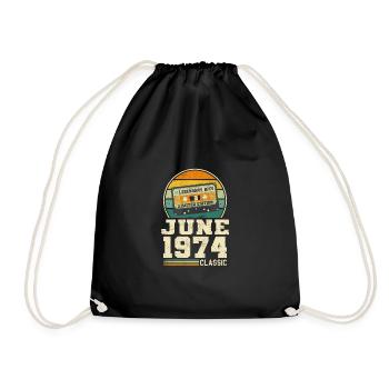 49. Geburtstag Juni Jahrgang 1974 Geschenkidee - Turnbeutel - Schwarz - Vorne