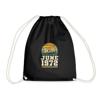 51. Geburtstag Juni Jahrgang 1972 Geschenkidee - Turnbeutel - Schwarz - Vorne
