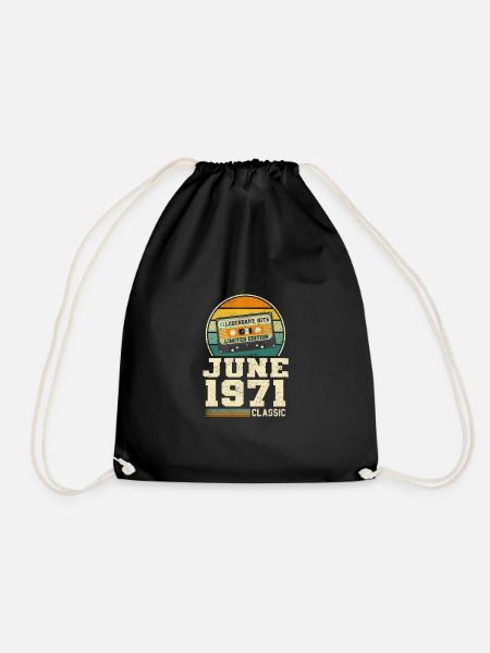 52. Geburtstag Juni Jahrgang 1971 Geschenkidee - Turnbeutel - Schwarz