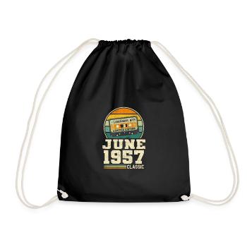 66e anniversaire Juin Né en 1957 Idée cadeau - Sac de sport léger - noir - Devant