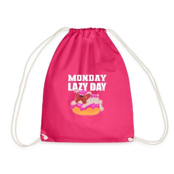 Monday lazy day office worker poison - Drawstring Bag - fuchsia - Front
