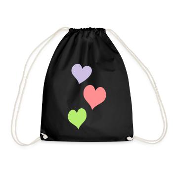 Three Hearts - Drawstring Bag - black - Front