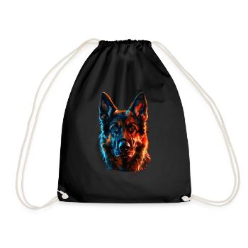 Red and Blue German Shepherd Fierce - Drawstring Bag - black - Front