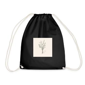 Bouquet de fleurs avec une ligne de cœur - Sac de sport léger - noir - Devant