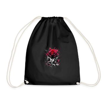Rose rouge avec des éclaboussures d’encre - Sac de sport léger - noir - Devant