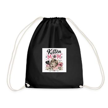 Kitten Mom Herz Motiv - Turnbeutel - Schwarz - Vorne