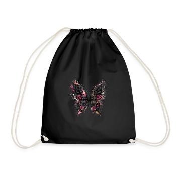 Black butterfly with rose wings - Drawstring Bag - black - Front