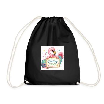 Flamingo Schulstart Abenteuer - Turnbeutel - Schwarz - Vorne