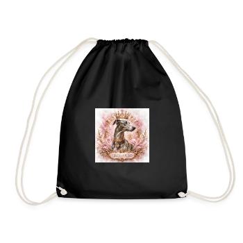Royal Greyhound Portrait with Crown - Drawstring Bag - black - Front