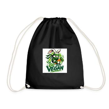go vegan - Drawstring Bag - black - Front