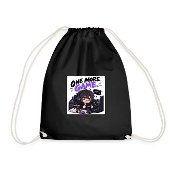 One More Game: Chibi Gamer Stil - Turnbeutel - Schwarz - Vorne